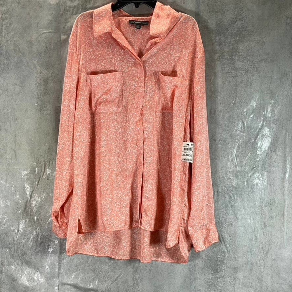 INC International Concepts Women's Peri Paisley Button-Up Long-Sleeve Top SZ XL